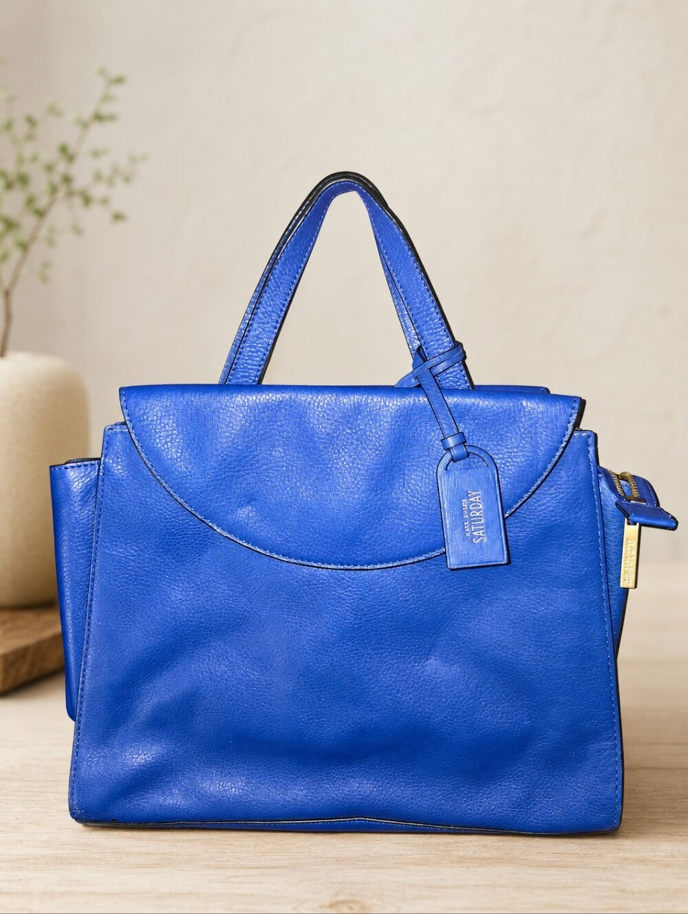 Kate Spade Saturday Blue Leather The A Satchel Bag Top Handle With Hangtag